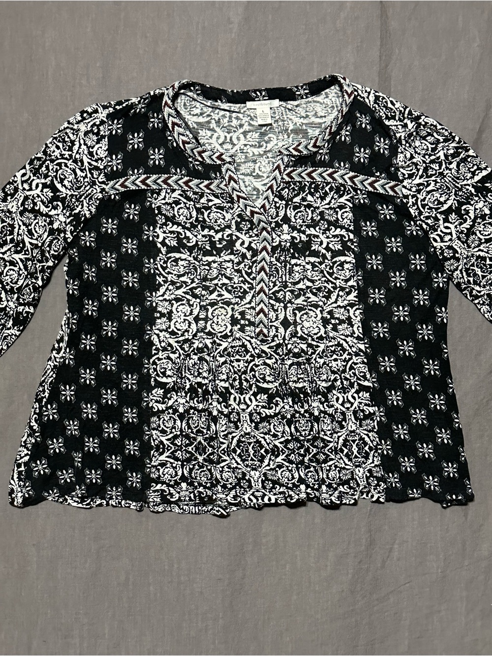Westbound Black and White Patterned Blouse